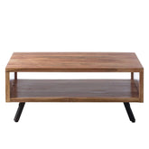 Gfine Coffee table made of solid acacia wood and iron 86x45x45Cm